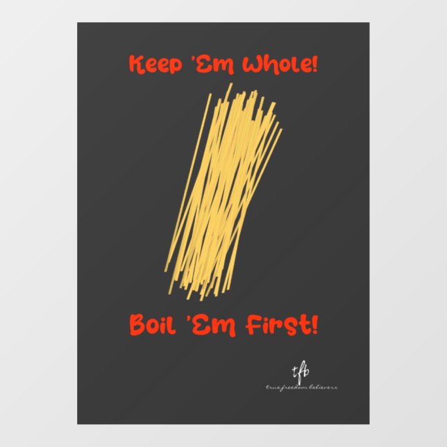 Vinilos Para Cristales Mantener el Spaghetti entero y hervir el primer ll (Hoja)