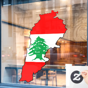 Vinilos Para Cristales Mapa del Líbano con bandera