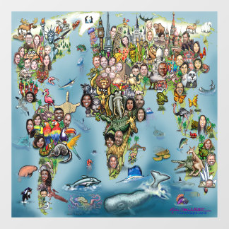 Vinilos Para Cristales Mapa del mundo divertido