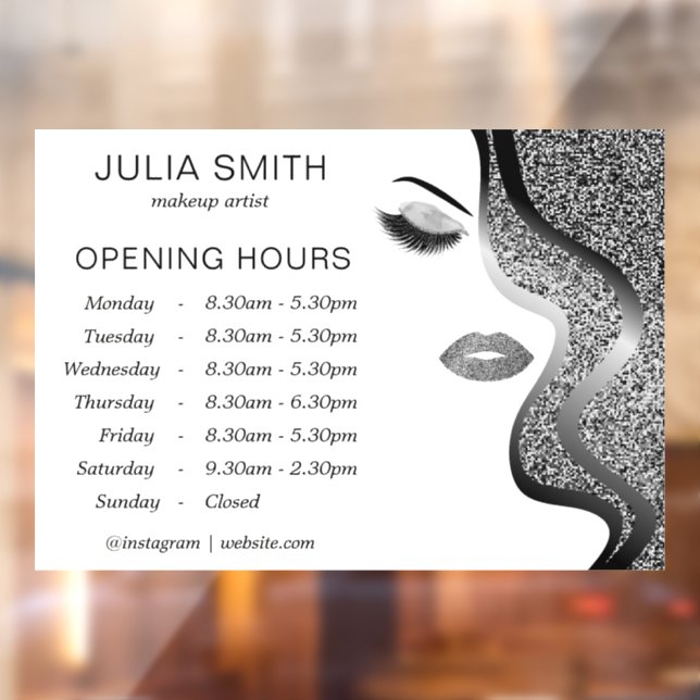 Vinilos Para Cristales Maquillaje con efecto de brillo plateado (Hoja 2)