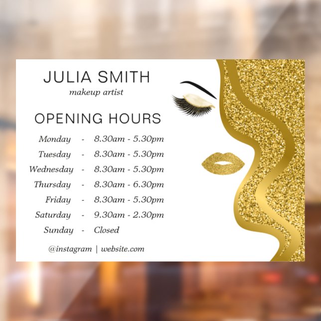 Vinilos Para Cristales Maquillaje con efecto de purpurina dorada (Hoja 2)