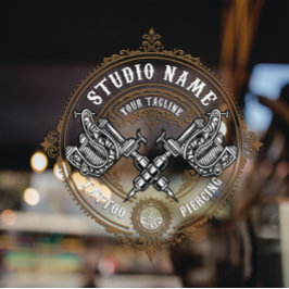 Vinilos Para Cristales Máquina de Pistolas de Tienda de Tatuajes Vintage