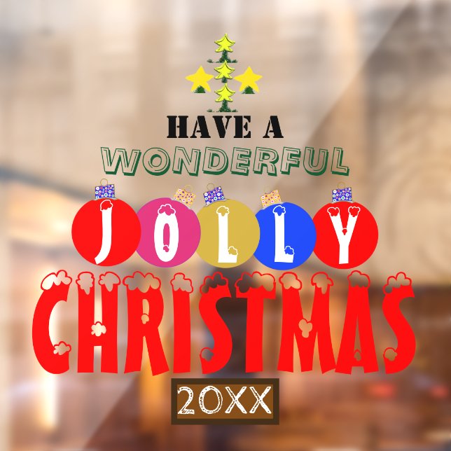 Vinilos Para Cristales Maravilloso árbol de adornos navideños alegres (Hoja 2)