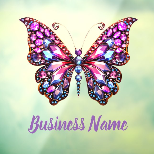 Vinilos Para Cristales mariposa de gemas púrpuras (Hoja 3)