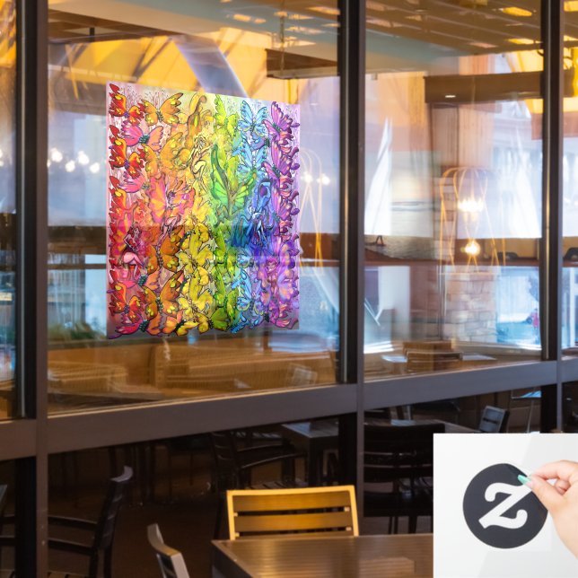 Vinilos Para Cristales Mariposas arcoiris Pixies Ventana Lluvia (ventana del restaurante)