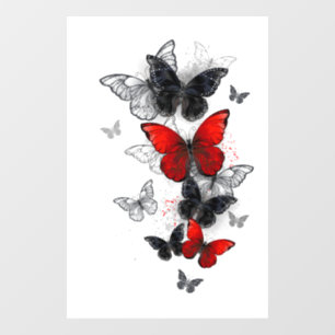Vinilos Para Cristales Mariposas Morpho voladoras negras y rojas