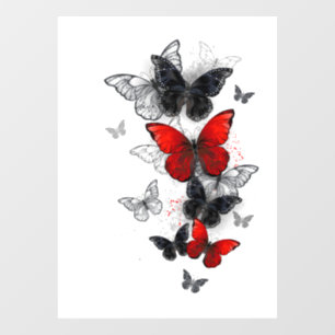 Vinilos Para Cristales Mariposas Morpho voladoras negras y rojas
