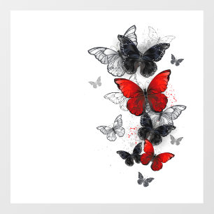Vinilos Para Cristales Mariposas Morpho voladoras negras y rojas