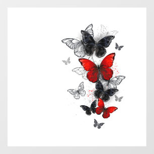 Vinilos Para Cristales Mariposas Morpho voladoras negras y rojas