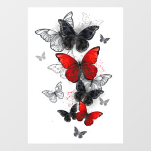 Vinilos Para Cristales Mariposas Morpho voladoras negras y rojas