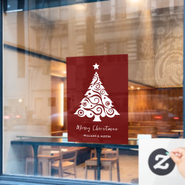 Vinilos Para Cristales Maroon Christmas Tree Business Window Decoración