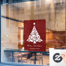 Vinilos Para Cristales Maroon Christmas Tree Business Window Decoración