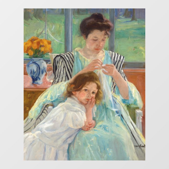 Vinilos Para Cristales Mary Cassatt - Madre joven masticando (Hoja)