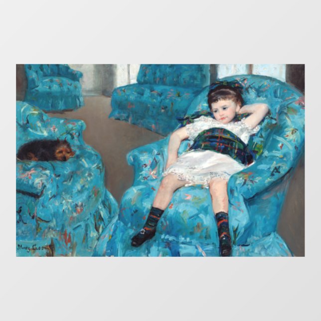 Vinilos Para Cristales Mary Cassatt - Niña pequeña en un sillón azul (Hoja)