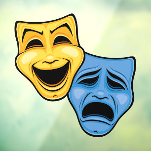 Vinilos Para Cristales Máscaras Teatrales Clásicas de Comedia y Tragedia