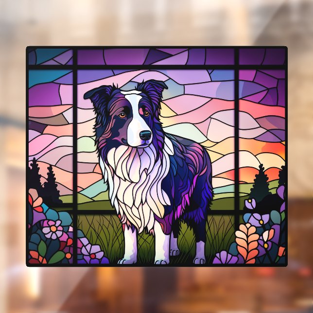 Vinilos Para Cristales Mascota de Collie Fronterizo Perro Faux Stained Gl (Hoja 2)