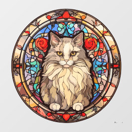 Vinilos Para Cristales Mascota Floral Cat Stare Faux Stained Glass