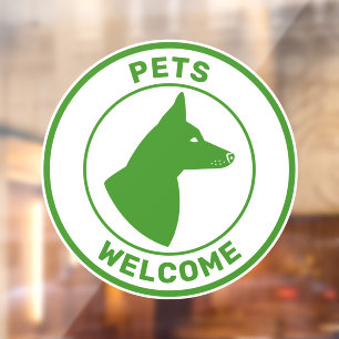 Vinilos Para Cristales Mascotas Verdes Bienvenidas Y Perro Con Orejas Erg