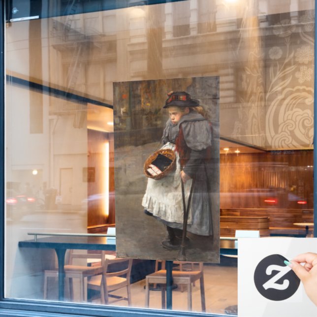 Vinilos Para Cristales Matchstick Chica Pobre Calle Urchin Pobreza Urbana (Ventana de cafetería)