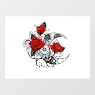 Vinilos Para Cristales Media luna mecánica con rosas rojas