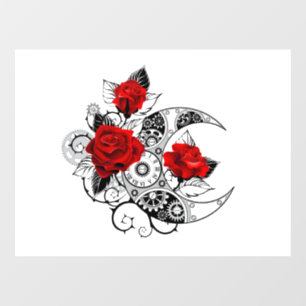 Vinilos Para Cristales Media luna mecánica con rosas rojas