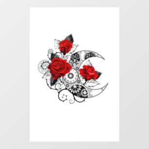 Vinilos Para Cristales Media luna mecánica con rosas rojas