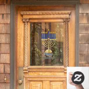 Vinilos Para Cristales Menorah con luces Feliz Hanukkah