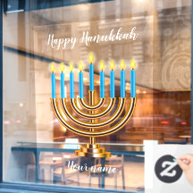 Menorah Happy Hanukkah Window Cling