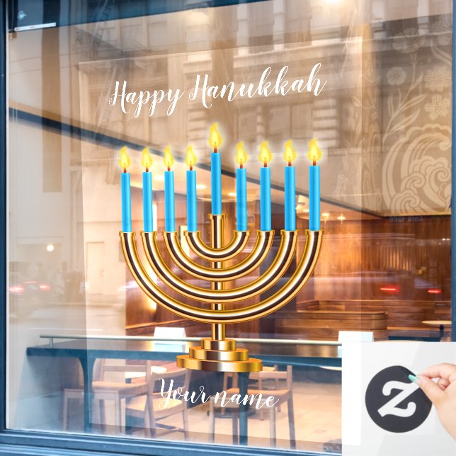 Vinilos Para Cristales Menorah Happy Hanukkah Window Cling (Ventana de cafetería)
