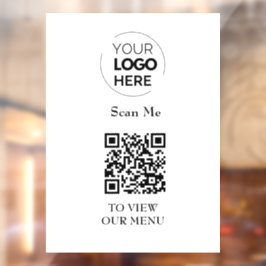 Vinilos Para Cristales Menú Código QR | Logotipo Blanco sin contacto Mode
