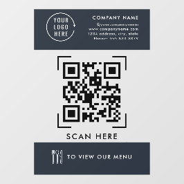 Vinilos Para Cristales Menú Código QR | Logotipo de la empresa Sin contac