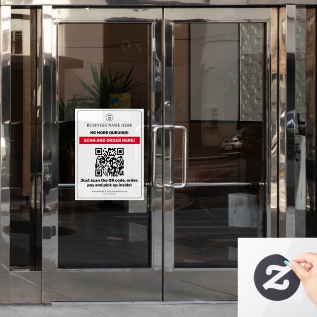 Vinilos Para Cristales Menú Código QR | Ventana de recogida de pedidos de (Puerta de oficina)