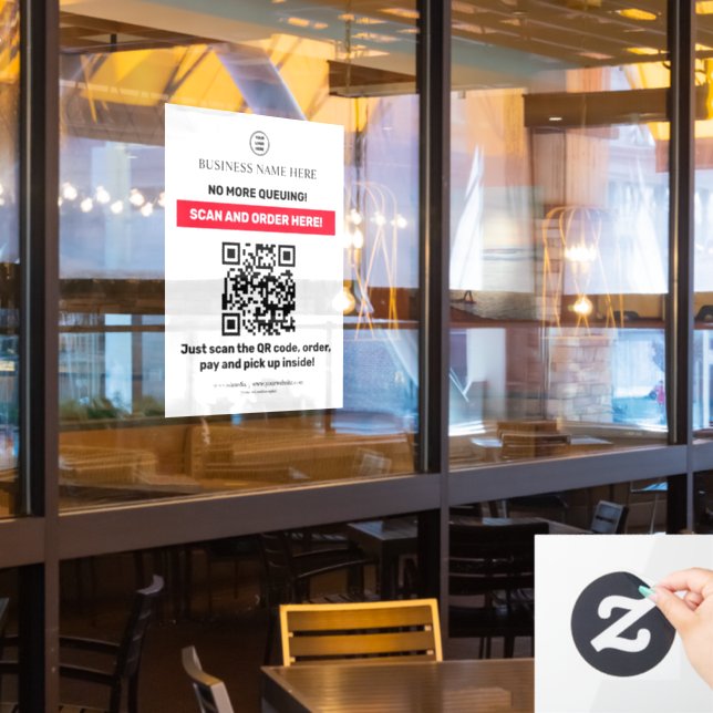 Vinilos Para Cristales Menú de código QR escanear pedido (ventana del restaurante)