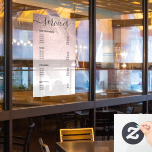 Vinilos Para Cristales Menú de servicio de lista de precios de venta de R