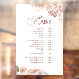 Vinilos Para Cristales Menú de Servicios de Flores Boho
