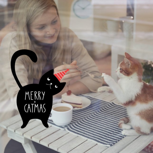 Vinilos Para Cristales Merry Catmas Funny Navidades Mascota Gato Negro (Subido por el creador)