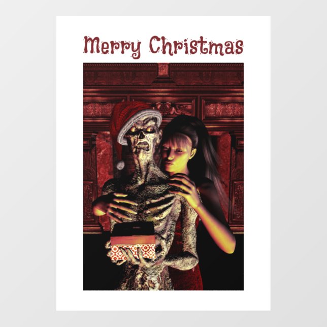 Vinilos Para Cristales Merry Christmas. Funny skeleton Window Cling (Hoja)