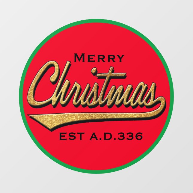 Vinilos Para Cristales Merry Christmas Retro Round Window Cling (Hoja)