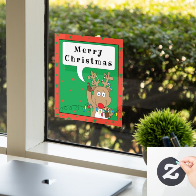 Vinilos Para Cristales Merry Christmas Rudolf Window Cling (Oficina)