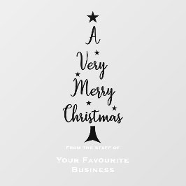 Vinilos Para Cristales Merry Christmas script stars white black