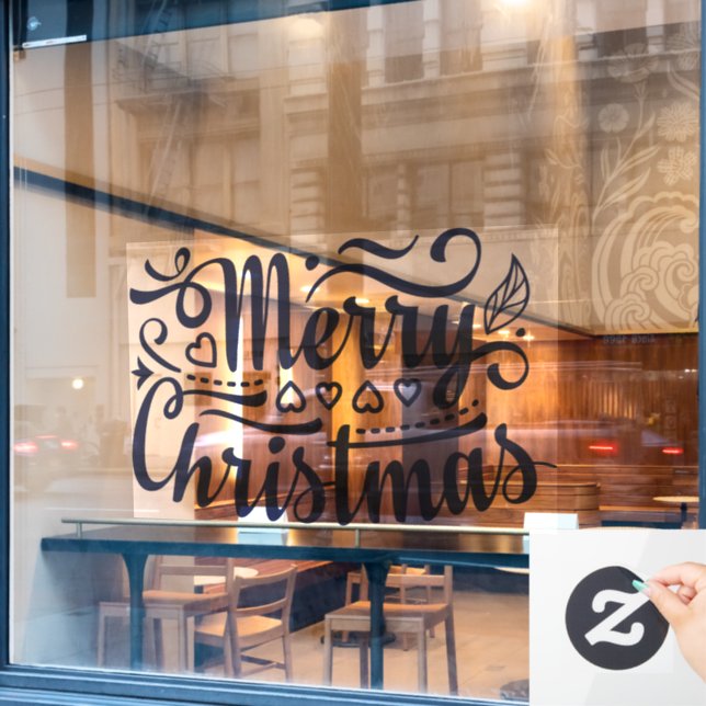 Vinilos Para Cristales Merry Christmas Typography Letters  (Ventana de cafetería)
