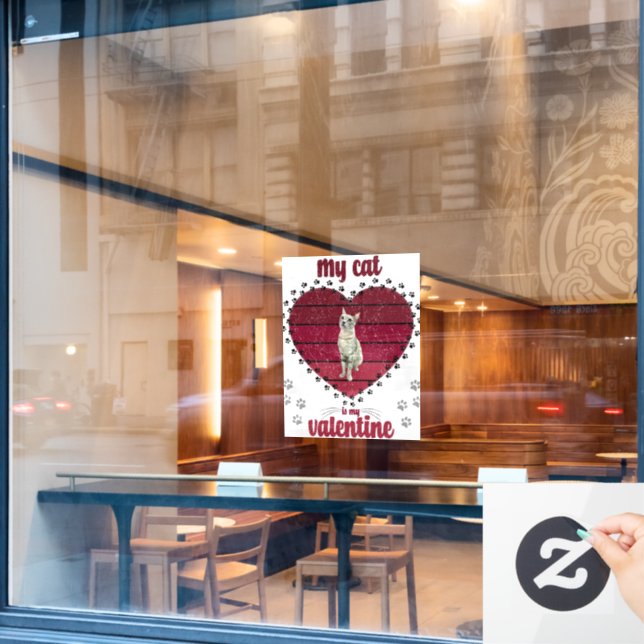 Vinilos Para Cristales Mi Gato Es Mi Valentín (Ventana de cafetería)