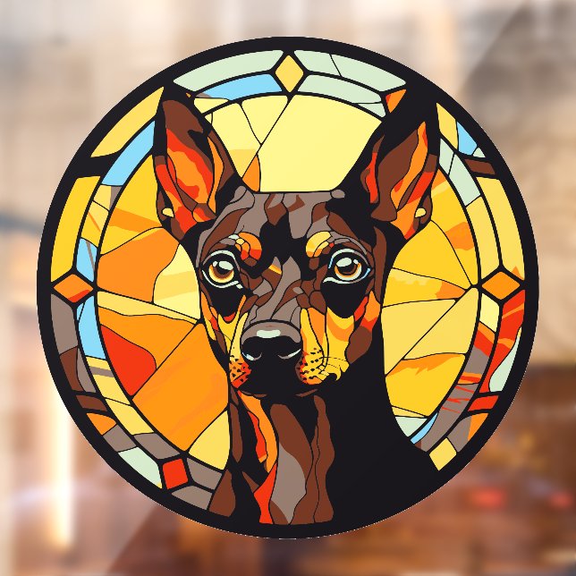 Vinilos Para Cristales Miniatura Pinscher Perro Raza Faux Stained Glass (Hoja 2)