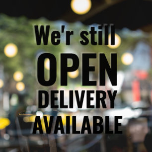 Vinilos Para Cristales Minimalista Seguimos Abiertos Negro