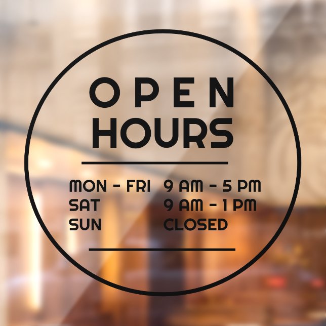 Vinilos Para Cristales Mínimo Sencillo Horario Abierto de Negocios (Hoja 2)