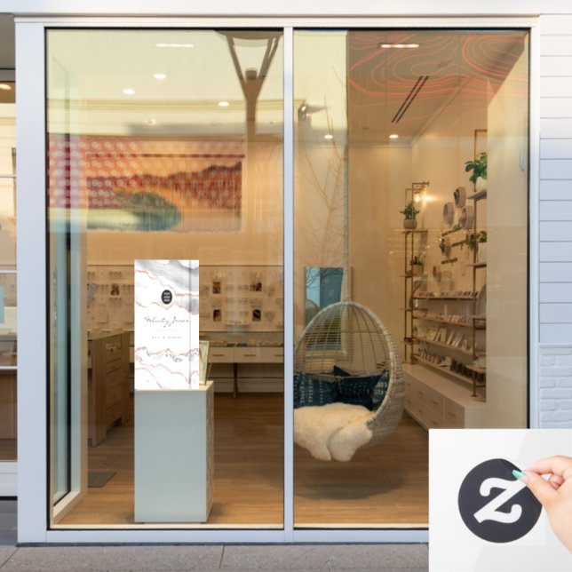 Vinilos Para Cristales Moda acuarela Blanco y Rosa Gold Agate Business (Ventana de la tienda)