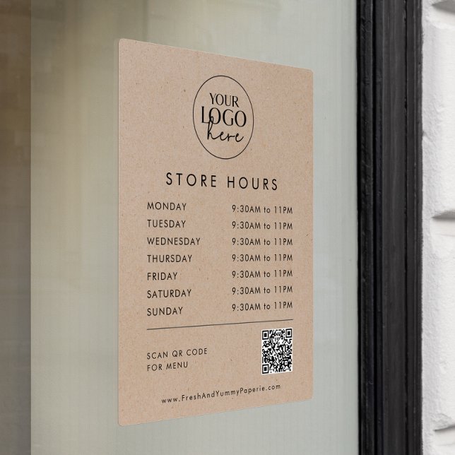 Vinilos Para Cristales Moda Faux Kraft Business Logo QR Code Store Horas (Subido por el creador)