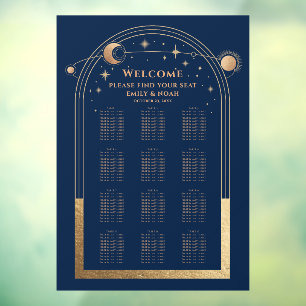 Vinilos Para Cristales Moda mística Oro Azul Sol Moon Stars Boda