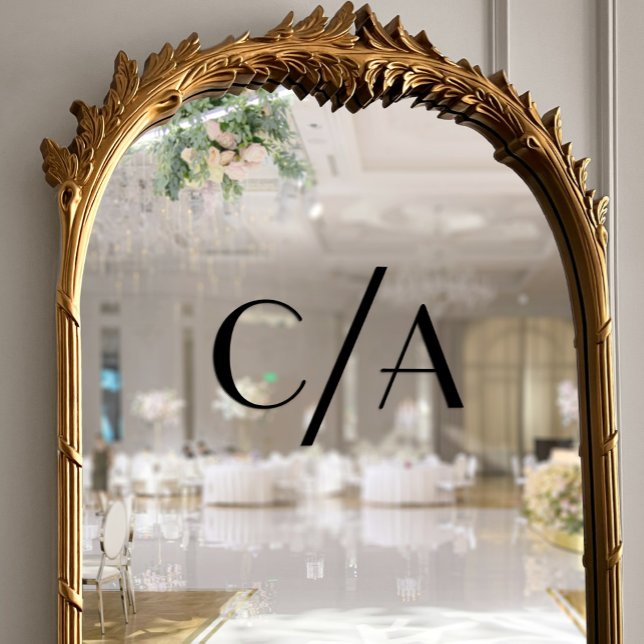 Vinilos Para Cristales Moda Monograma negro Art Deco Boda de letras (Chic Black Monogram Art Deco Lettering Wedding Window Cling)