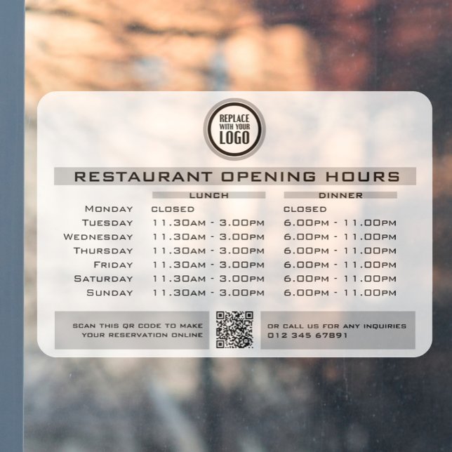 Vinilos Para Cristales Moda Personalizado Apertura Almuerzo Cena Horas Re (Subido por el creador)